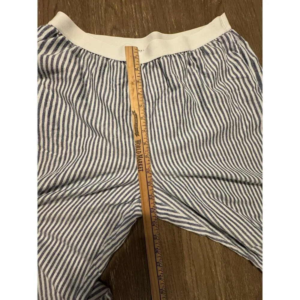 HG Striped Wide Leg Pull On Elastic Waist Blue White Railroad XL Casual Pant - Picture 4 of 10